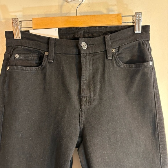7 FOR ALL MANKIND Sz 27 Karah Jeans Straight Leg Zipper In Black NEW WITH TAGS - Picture 3 of 12